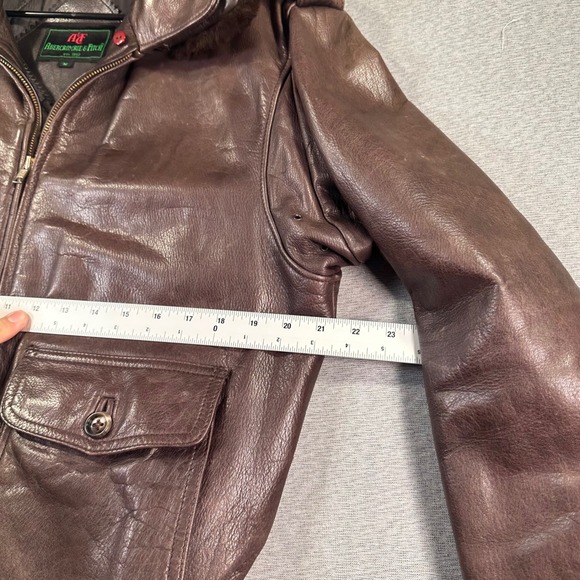 Abercrombie Fitch Flight Bomber Jacket M Brown Leather True Vintage Fur Collar - Picture 3 of 8